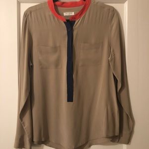 Colorblock Silk Blouse